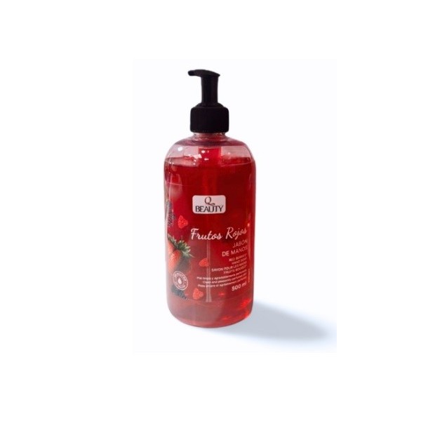 Jabonera Q Beauty Frutos Rojos 500ml con dosificador.