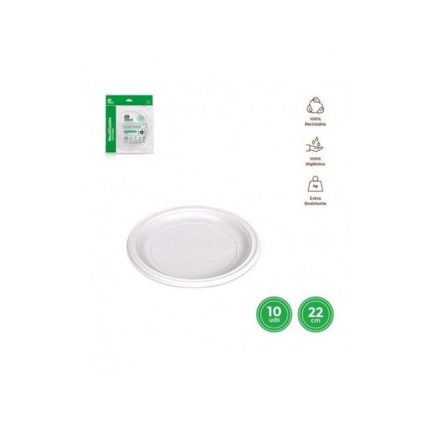 Plato llano redondo ecologico 22 cm 25 unidades