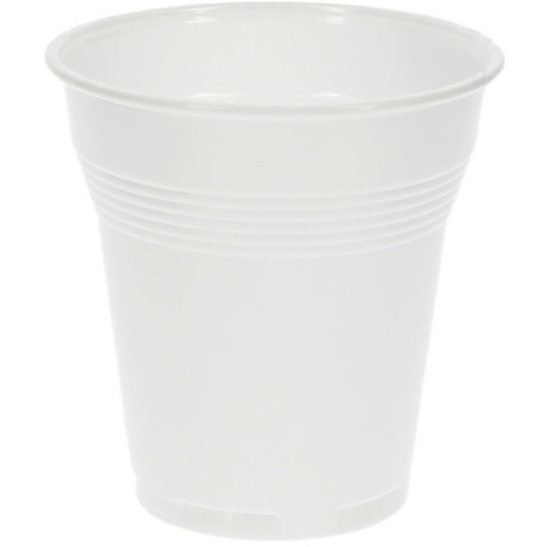 Vaso de plásticos café blanco de 100cc.