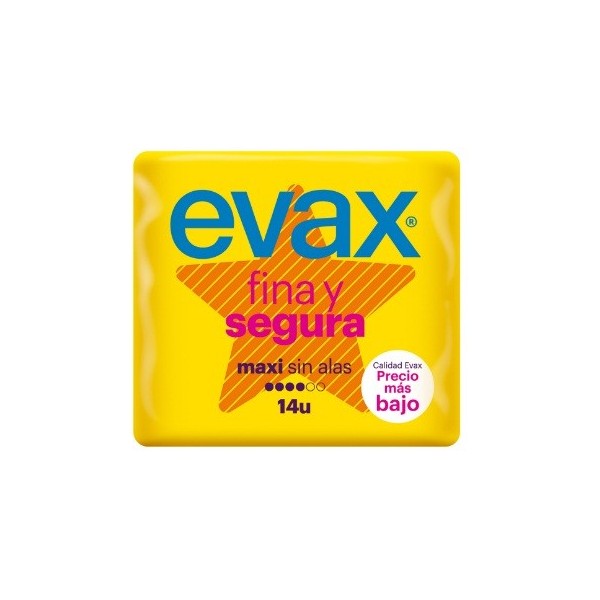 Compresa Evax Fina Y Segura maxi super sin alas 13 Unidades