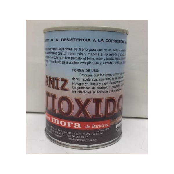 Barniz antioxidante brillo para hierro Mora 500ml.