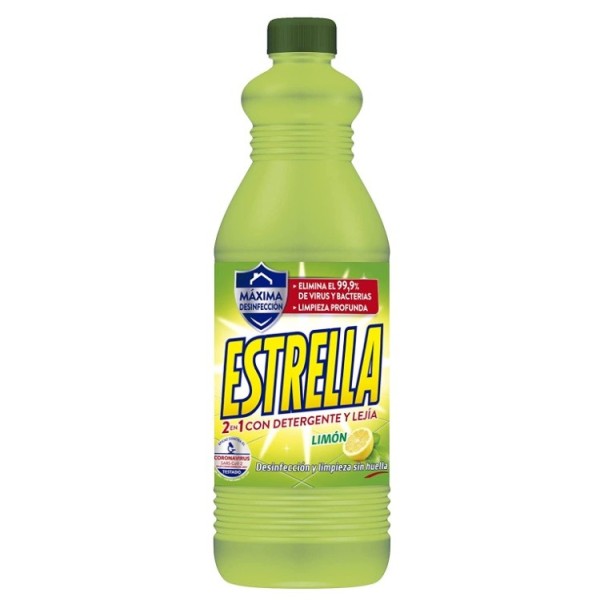 Lejia Estrella con detergente Limón maxima desinfección 1,43litros