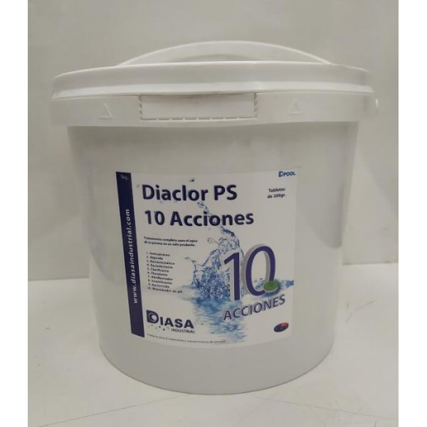 Diaclor 10 acciones pastilla de 200grs 5Kg. para piscina