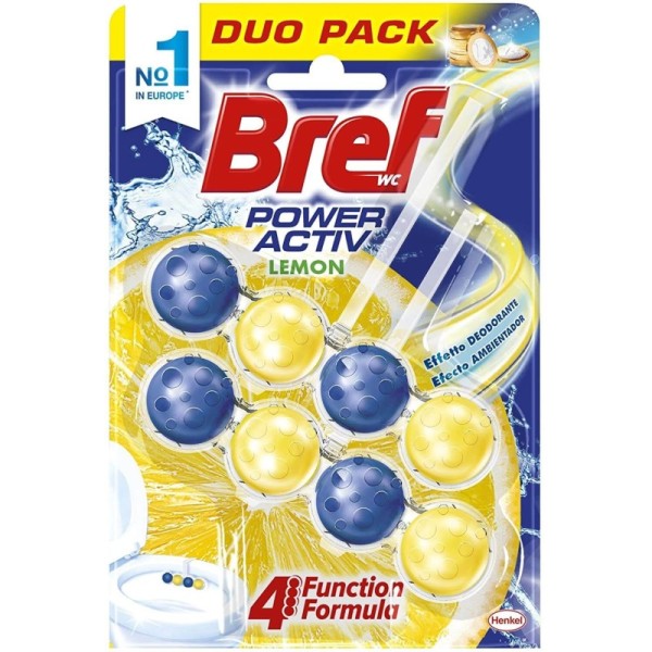 Ambientador Bref WC power active limón 4 funciones pack 2x50gr