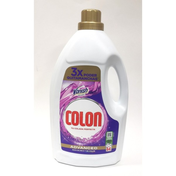 Detergente líquido Colon gel Vanish 64 dosis quitamanchas difíciles.