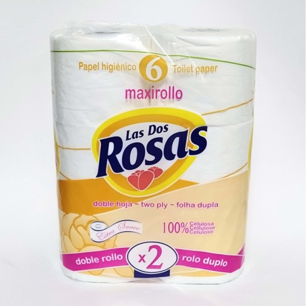 Papel higiénico Las Dos Rosas 6 maxirollos estrella - doble papel.
