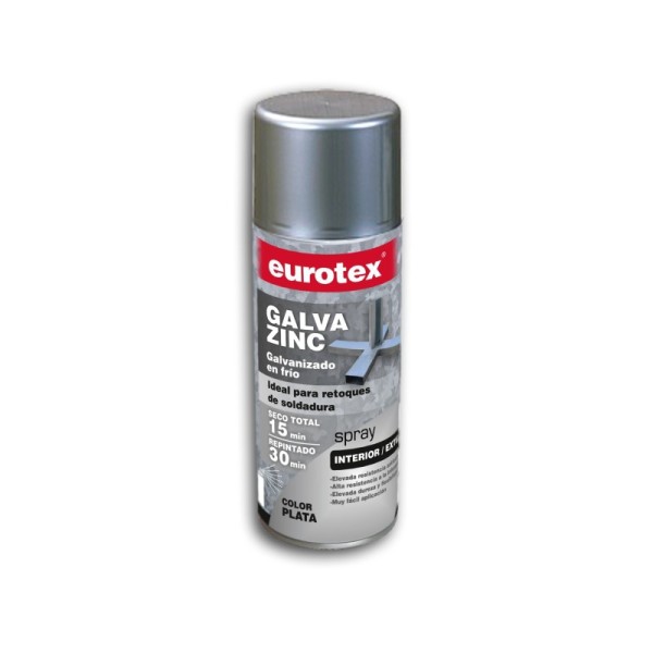 Pintura Spray eurotex GalvaZinc plata/70612 Galvanizado color plata 400ml.