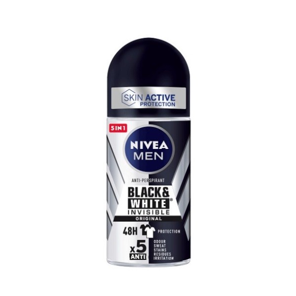Desodorante Nivea men roll-on invisible for black and white, contiene 50ml.
