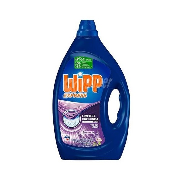Detergente gel Wipp Express 70 dosis, contiene 3,15 litros.