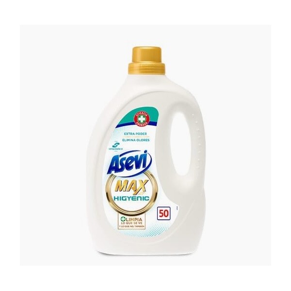 Detergente Asevi Max Higyenic 50 lavados elimina olores