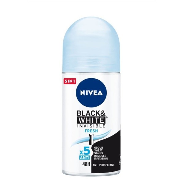 Desodorante Nivea rollon Invisible fresh for woman black&white active 50ml