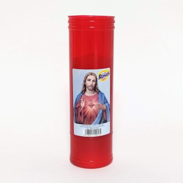 Velón rojo Las dos rosas corazón de jesus 7 días