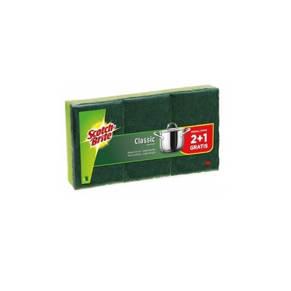 Estropajos Scotch-Brite verde con esponja classic 2+1