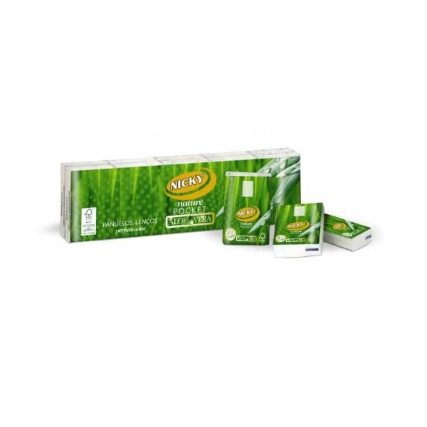 Pañuelos Nicky pocket con loción aloe vera 4 hojas 10 paquetes