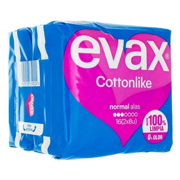 Compresa Evax normal cottonlike con alas 16 unidades