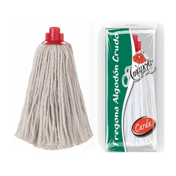 Fregona de algodón blanco ref. 4418 Amapola súper larga carda de 4 cabos,