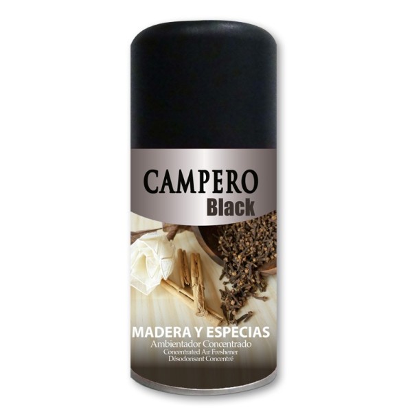 Ambientador Campero black madera y especias recambio spray 250 ml