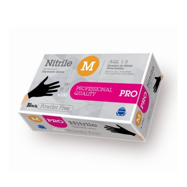 Guante nitrilo Pro negro 5gr desechable