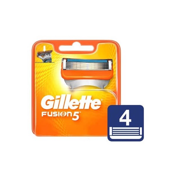 Recambio Gillette fusion5 naranja, contiene 4 unidades.
