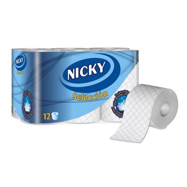 Papel Higienico Nicky 12 rollos 3 capas azul ultrasoff
