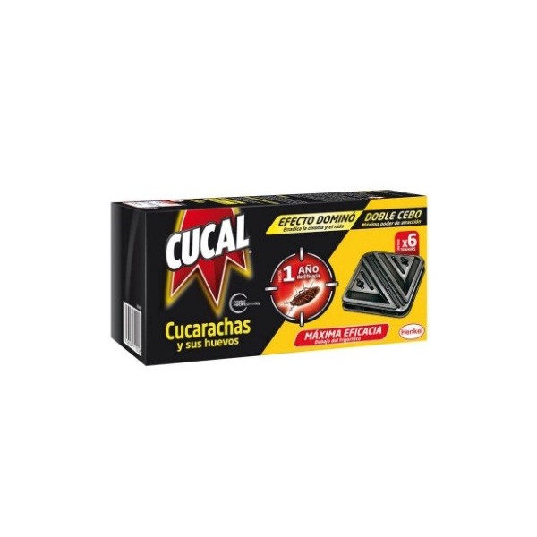 Insecticida Cucal trampa para cucarachas y sus huevos, contiene 6 trampas.