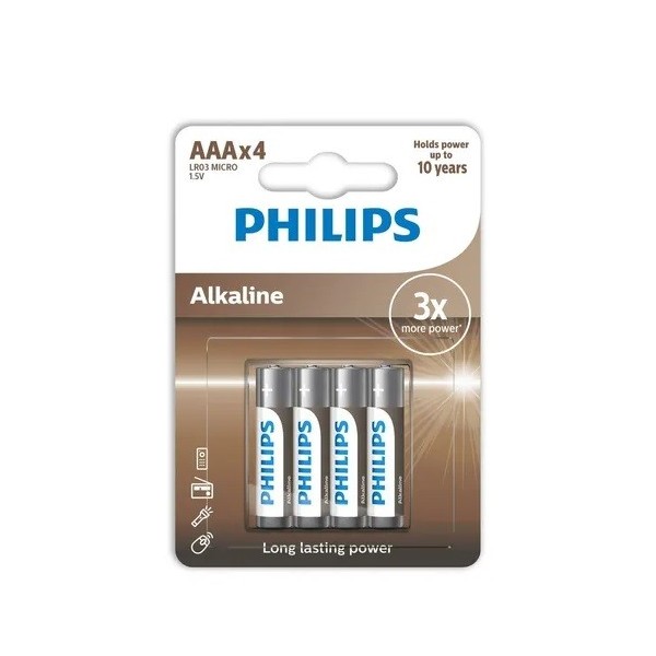 Pilas Philips alcalina LR03 AAA 4 unidades