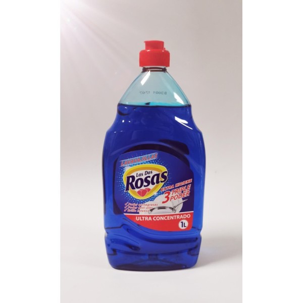 Lavavajillas las dos rosas triple poder extra higiene, 1 litro.