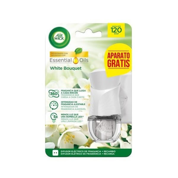 Ambientador Air wick electrico difusor + recambio White Bouquet.