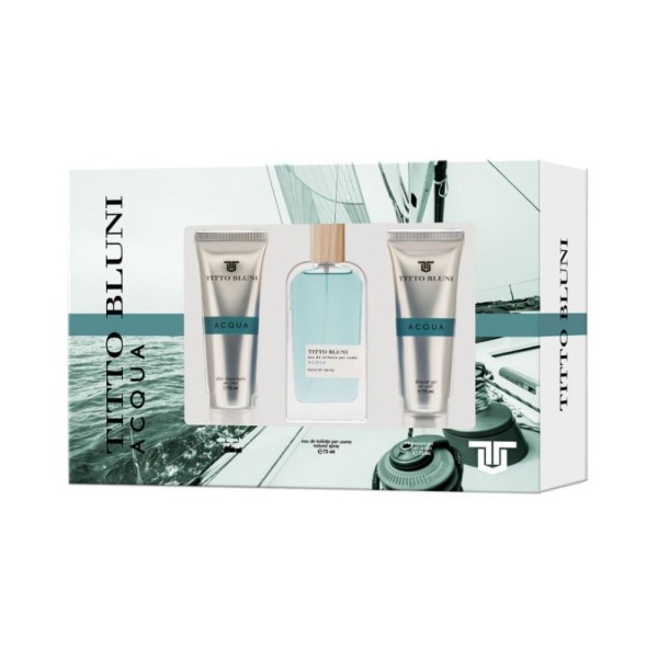 Titto Bluni Acqua for men estuche colonia + after shave + gel