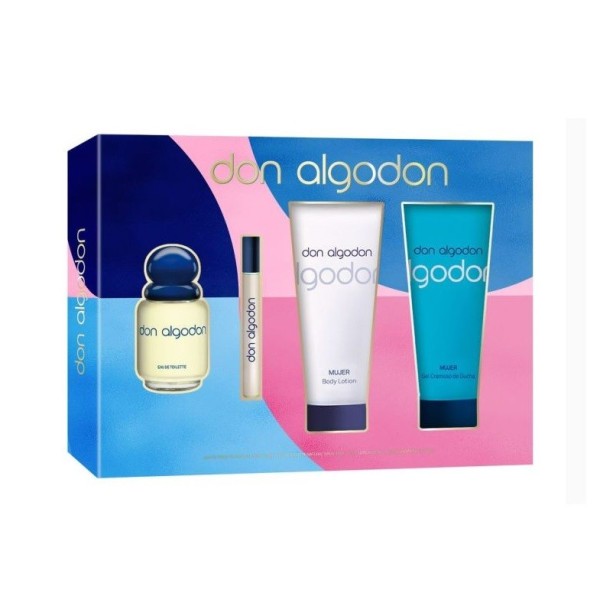 Don algodon mujer set 4 piezas edt 100+body 200+gel 200+mini 10ml.