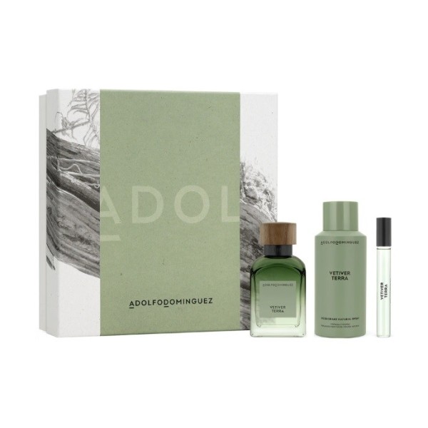 Vetiver Terra hombre de Adolfo Domínguez estuche colonia + desodorante + mini
