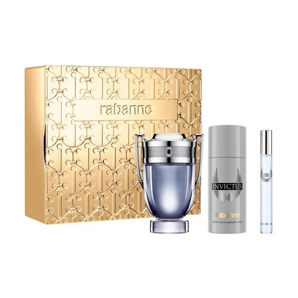 Invictus de Paco Rabanne estuche colonia 100ml + mini +  desodorante