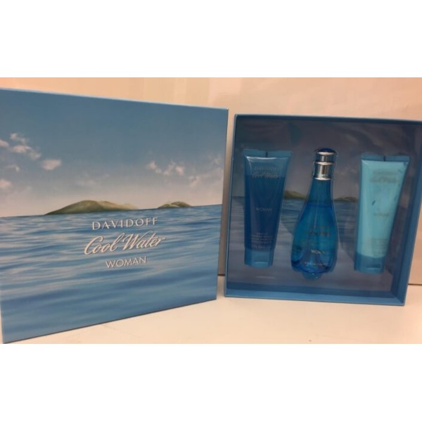 Cool Water de Davidoff for her estuche 100ml + gel 75 + loción corporal 75 ml.