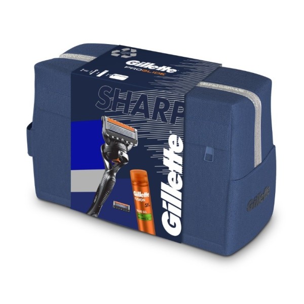 Gillette fusión proglide neceser + máquina + 2 recargas + gel afeitado