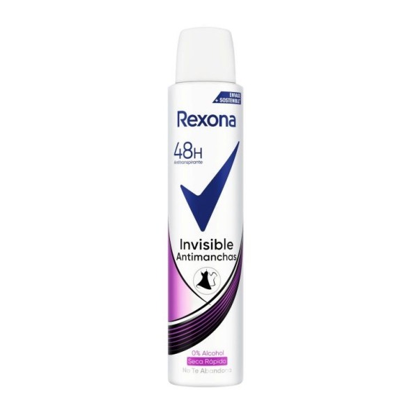 Desodorante Rexona Invisible antimanchas spray, contiene 200ml.