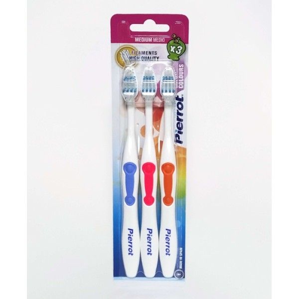 Cepillo Dental medio pierrot set de 3 unidades