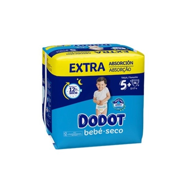 Pañal Dodot bebé seco T-5/12-17 kg/56 unidades