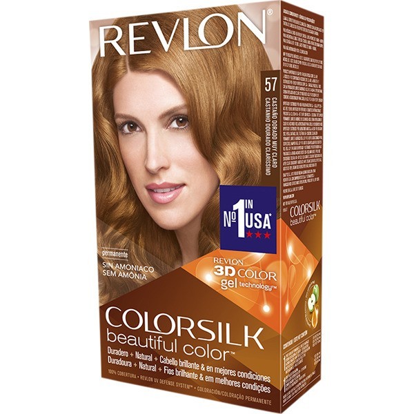 Tinte capilar Colorsilk Revlon 57 castaño dorado muy claro