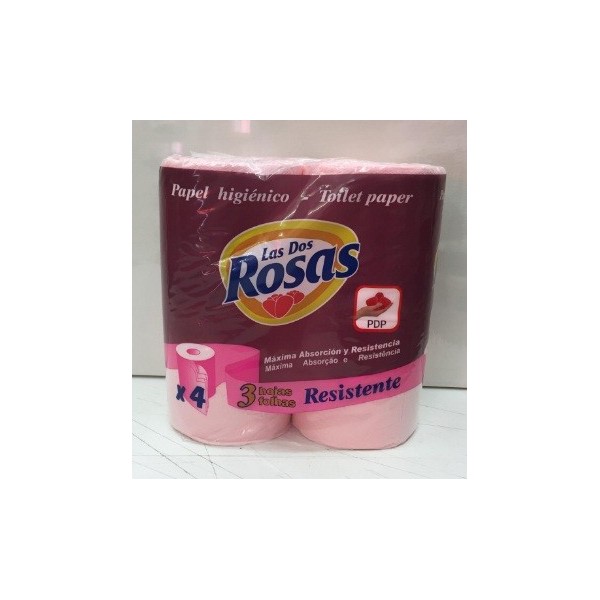 Papel Higiénico Las dos Rosas 3 Capas 4 Rollos