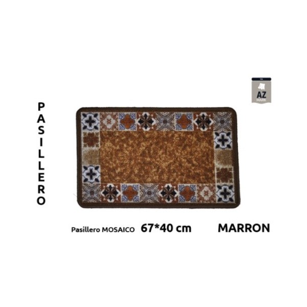 Alfombra pasillero Mosaico marrón 40x67 cm. antideslizante