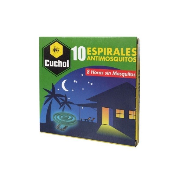 Espirales antimosquitos Cuchol para exteriores y terrazas, contiene 10 unidades.