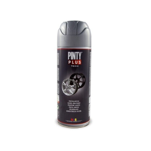 Pintura Spray Pinty Plus Pintallantas Plata de 400ml.