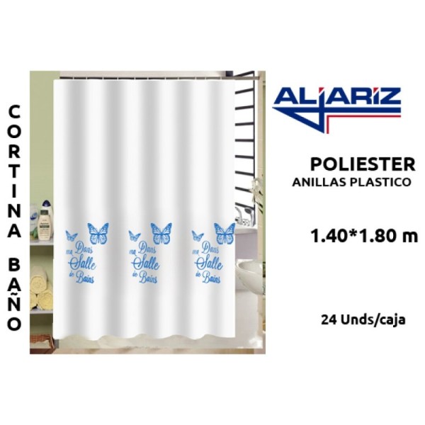 Cortina baño spar blanca poliester 140x180cm /401131