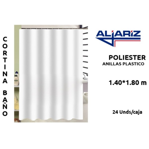Cortina baño blanca poliester 180x180cm /40125