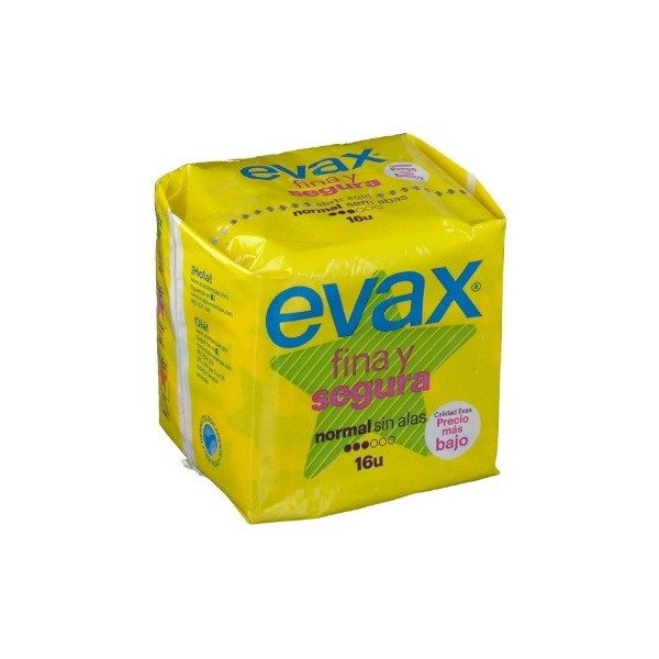 Compresa Evax Fina Y Segura Normal sin alas 16 Unidades
