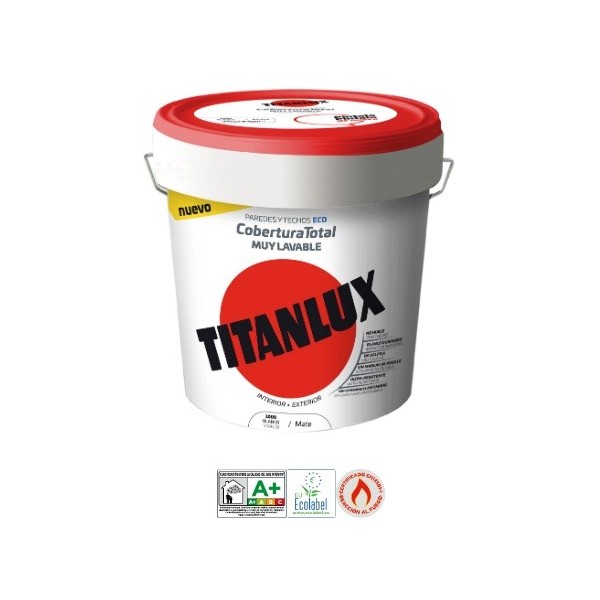 Pintura plastica cobertura total protec 12,50 L. antibacterias Titanlux