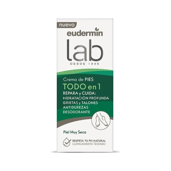 Crema reparadora Eudermín para pies, contiene 75ml.