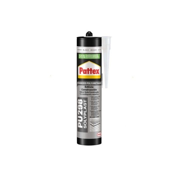 Sellador de poliuretano PU298 Pattex color blanco de 300ml.