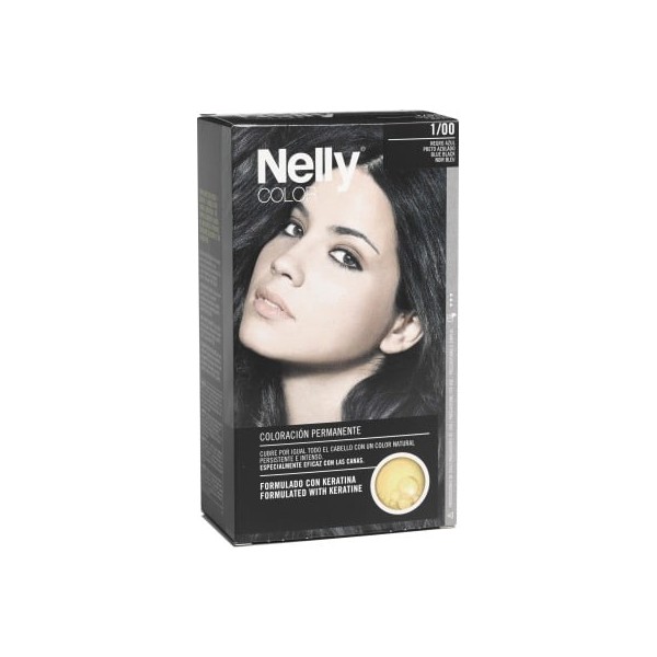 Tinte Capilar Nelly Color 1/00 Negro Azul.