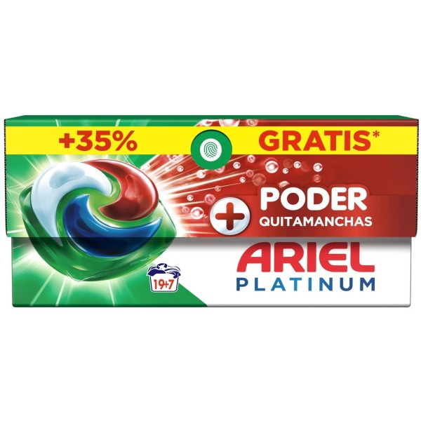 Detergente Ariel Platinum de 26 cápsulas.